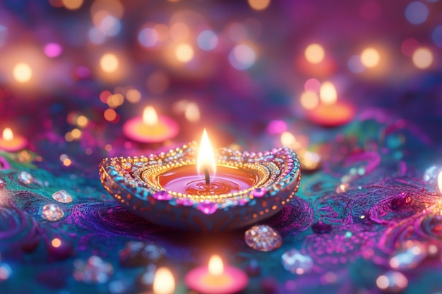 Vector happy diwali indian festival background with candles