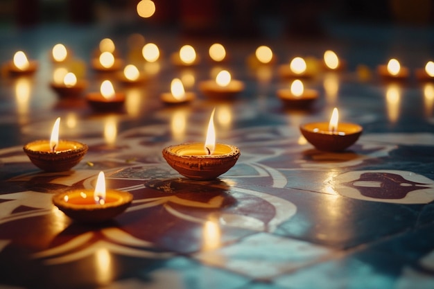 Vector happy diwali indian festival background with candles