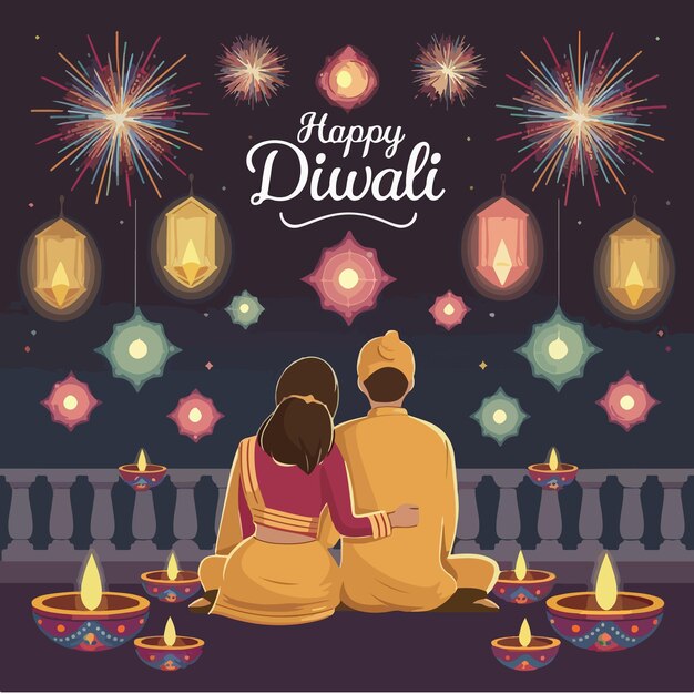 Vector happy diwali indian festival background with diya decoration