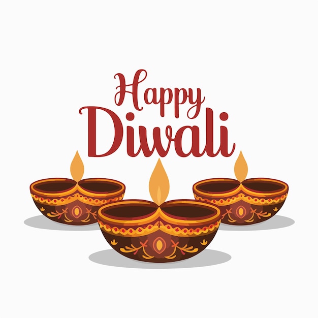 Vector happy diwali indian festival background with diya decoration