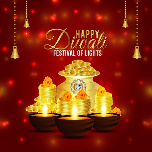 Happy diwali indian festival of light celebration card