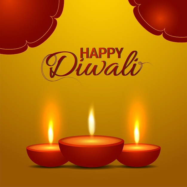 Happy diwali indian traditional festival background with diwali diya