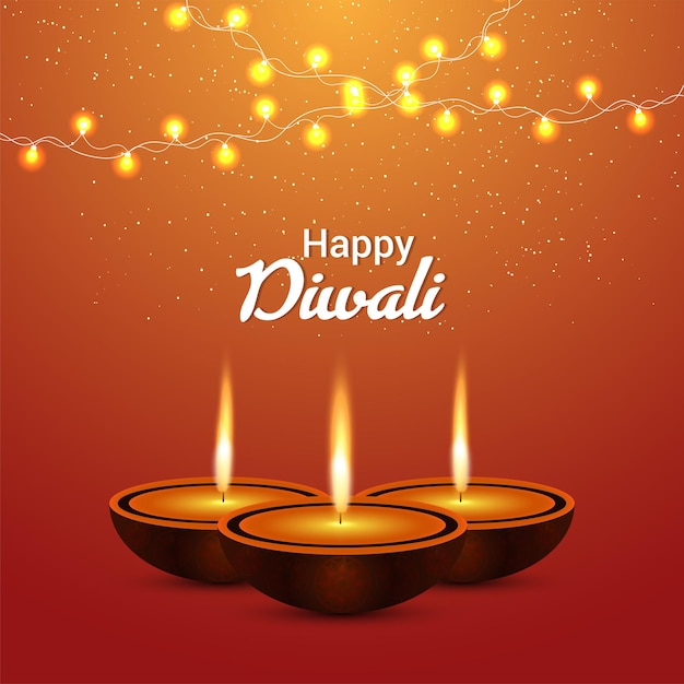 Happy diwali invitation vector illustration  with creative diya oil lamp