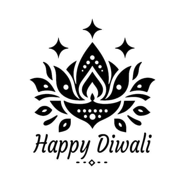 happy diwali Silhouette vector