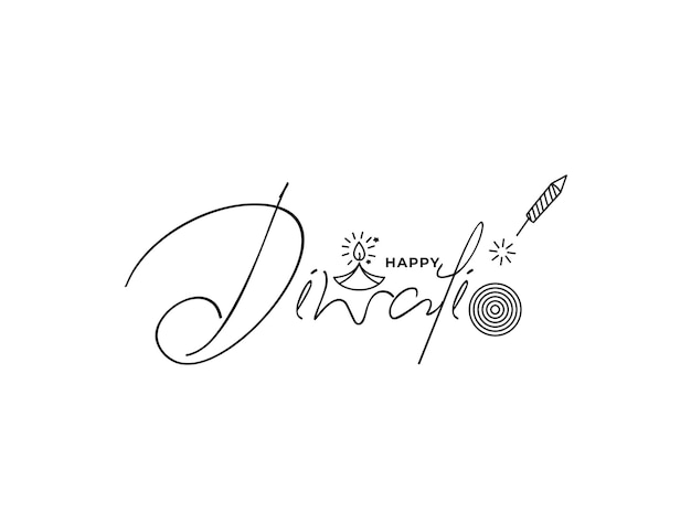 Happy Diwali text design Abstract vector illustration