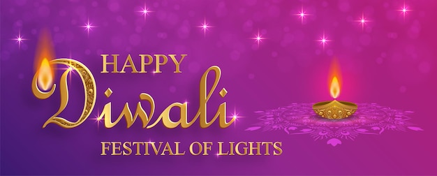 Happy Diwali vector illustration Festive Diwali and Deepawali card The Indian festival of lights on color background