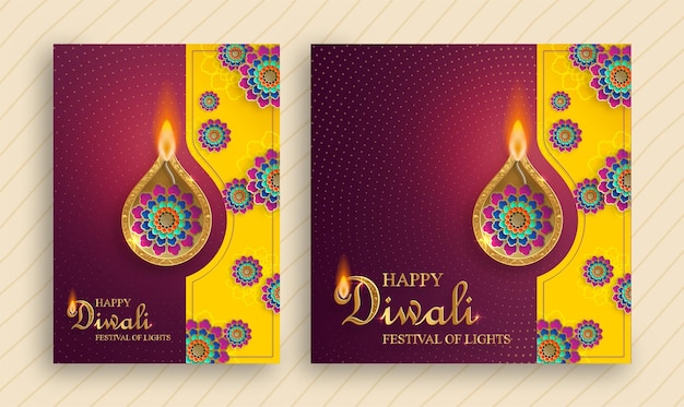 Vector happy diwali vector illustration festive diwali and deepawali card the indian festival of lights on color background