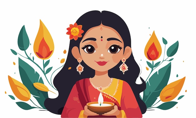 Happy Diwali with a beautiful Indian woman