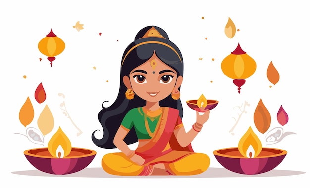 Happy Diwali with a beautiful Indian woman