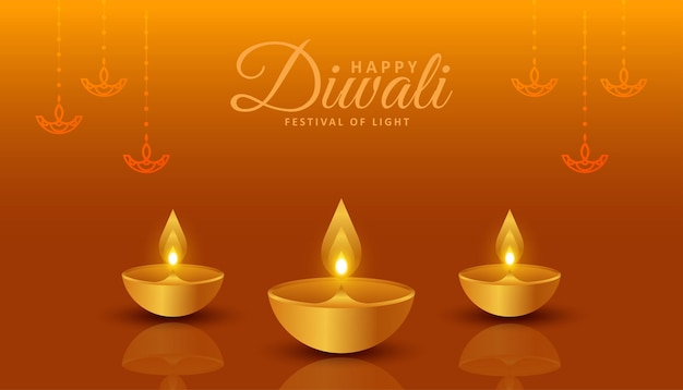 Happy diwali with diya or oil lamp background