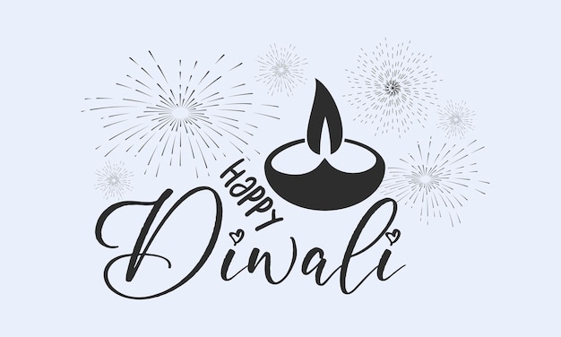 Happy DiwaliDeepavali Calligraphy letter design concept Festival design vector with Diwali lamp