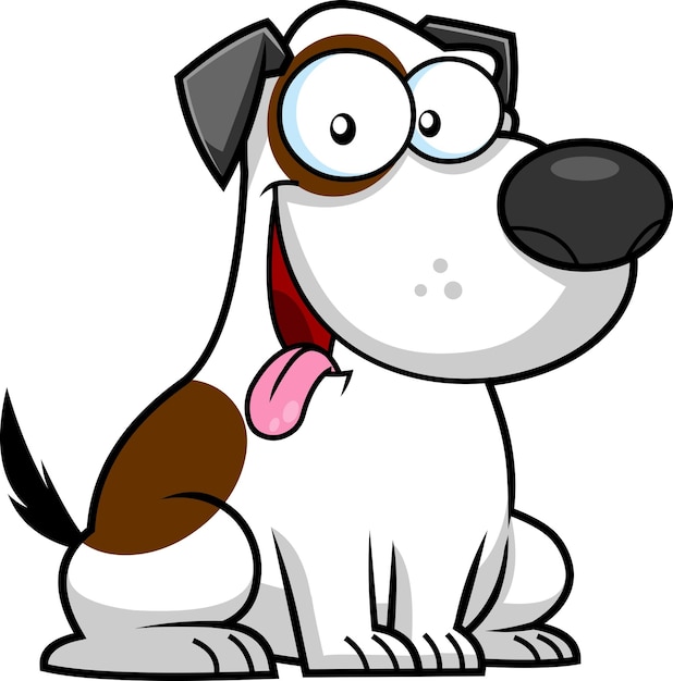 Happy Dog Cartoon Character. Vector Hand Drawn Illustration Isolated On Transparent Background