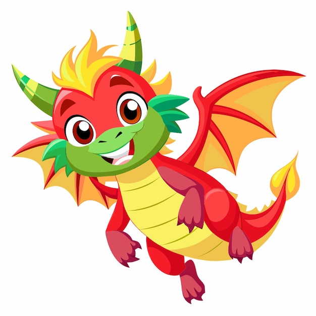 Vector happy dragon flying on white background vector illustration