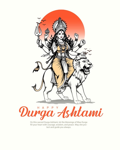 Vector happy durga ashtami and vijaya ashtami with divine blessings social media post banner template