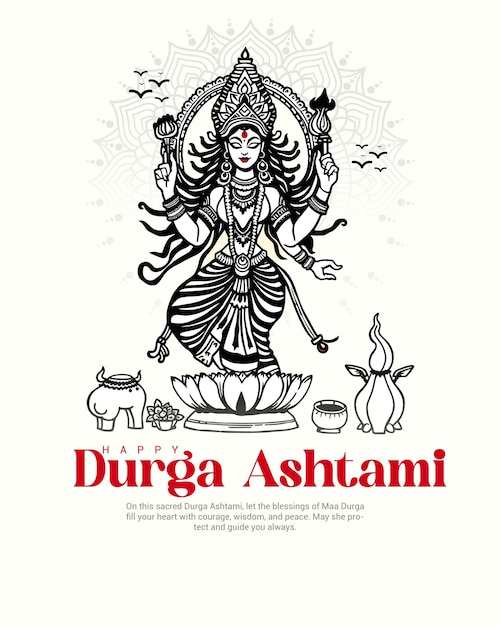 Vector happy durga ashtami and vijaya ashtami with divine blessings social media post banner template