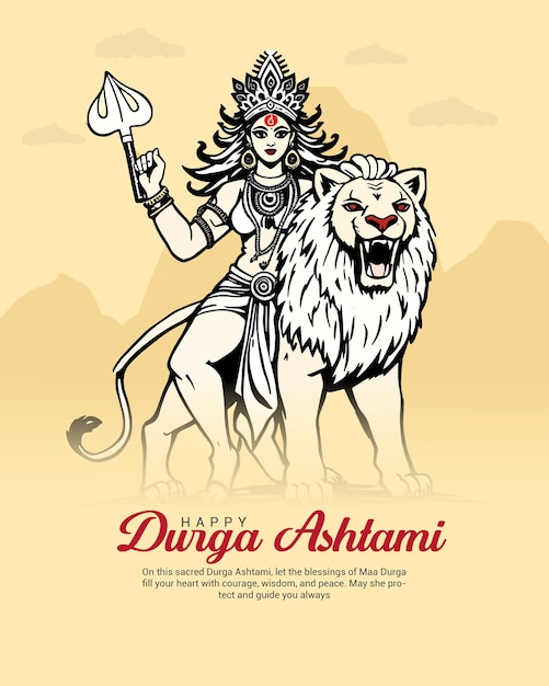 Happy Durga Ashtami and Vijaya Ashtami with Divine Blessings social media post banner template