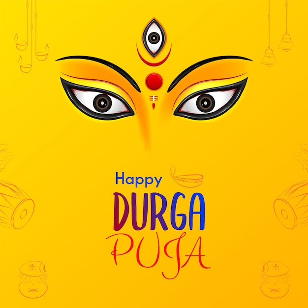 Happy durga puja creative social media post template design