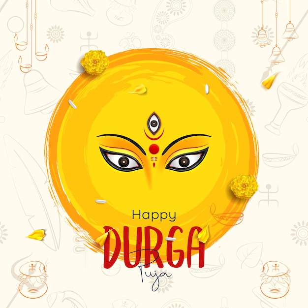 Happy durga puja creative social media post template design