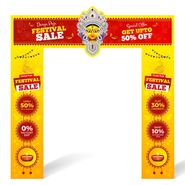 Happy durga puja festival sale banner navaratri festival offer banner template design