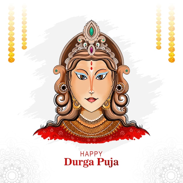 Vector happy durga puja india festival holiday card illustration background