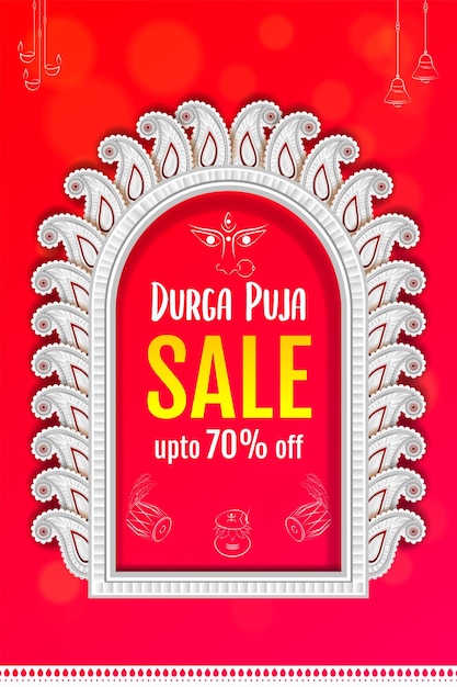 happy durga puja sale banner design durga puja creative offer banner