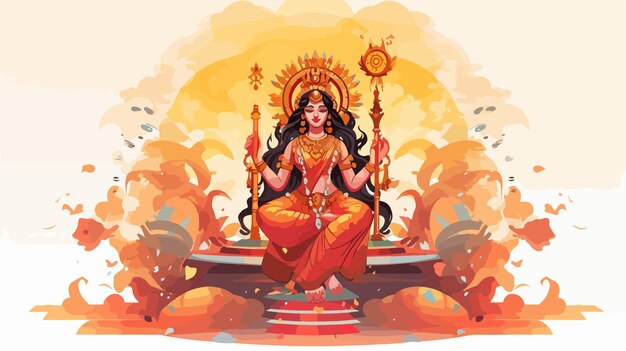 Vector happy durga puja and subh navratri indian god background