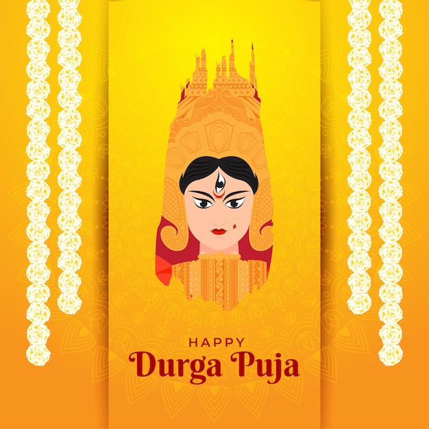 Happy Durga puja vector illustration