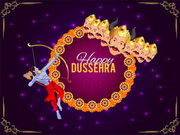 Happy dussehra celebration background with vector illustration