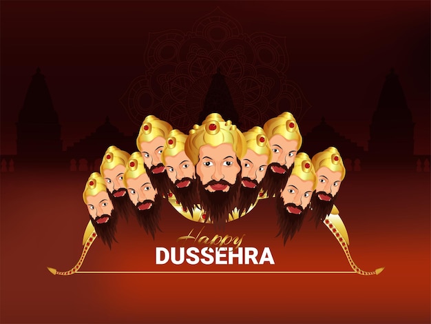 Happy dussehra celebration card with vector illustration