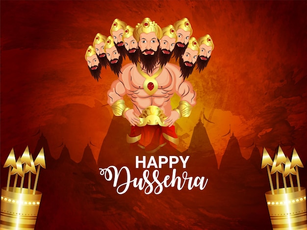 Happy dussehra celebration card with vector illustration