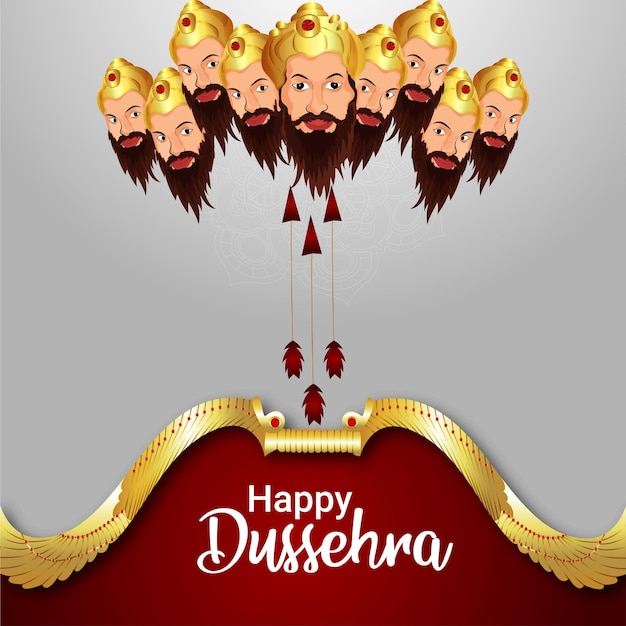 Happy dussehra celebration greeting card with vector illustration