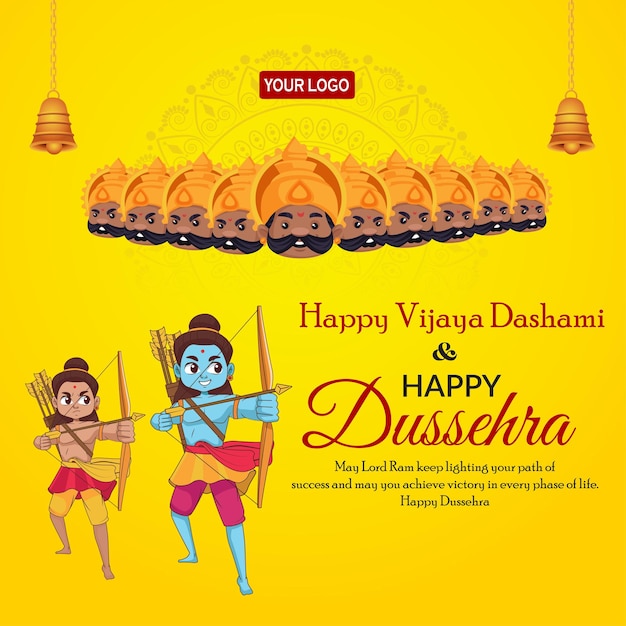 Happy Dussehra festival of India of Lord Rama killing Ravana vector illustration design