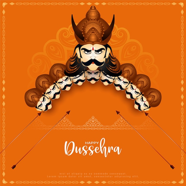 Happy Dussehra festival Ravana killing with arrow background design