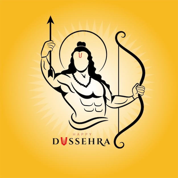 Happy Dussehra greeting with lord rama character illustration