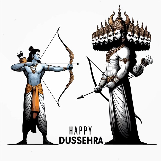 Vector happy dussehra indian festival background celebration illustration