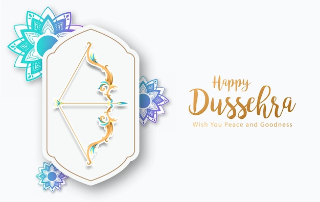 Happy Dussehra Navratri Poster Design Vector Illustration. Festival of India. Hindu holiday