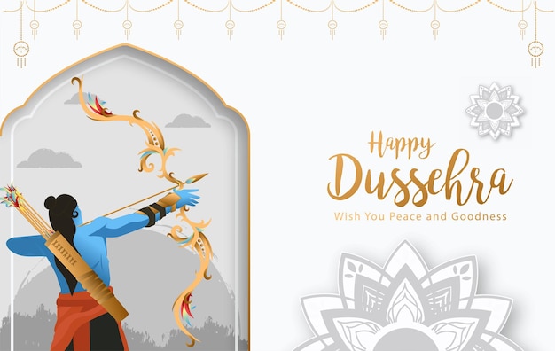 Happy Dussehra Navratri Poster Design Vector Illustration. Festival of India. Hindu holiday