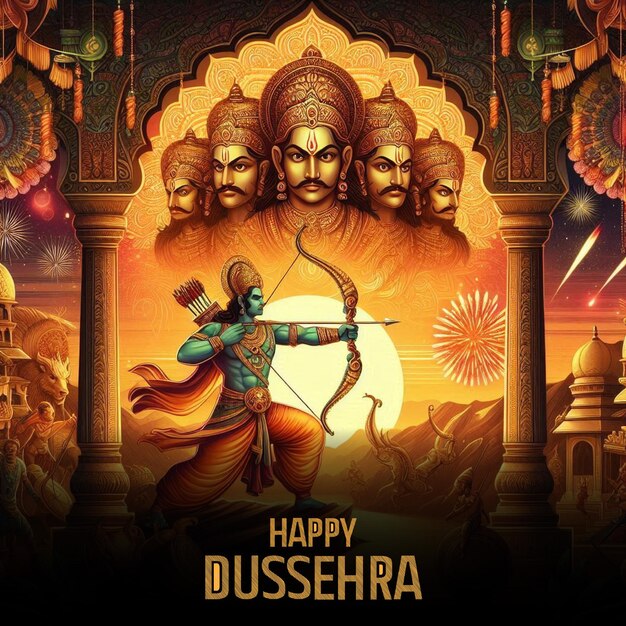 Vector happy dussehra poster design