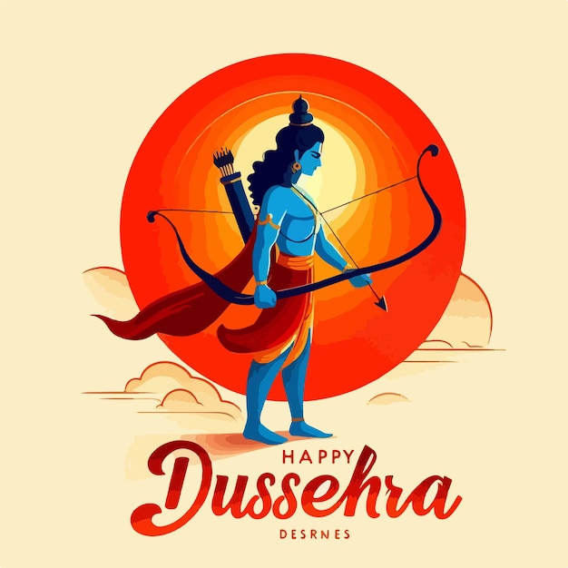 Vector happy dussehra realistic illustration concept hindu festival