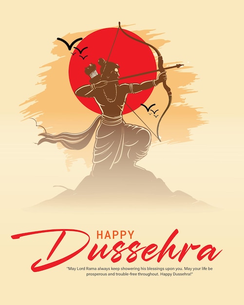 Vector happy dussehra and subh vijayadashami with ravan dahan social media post banner template