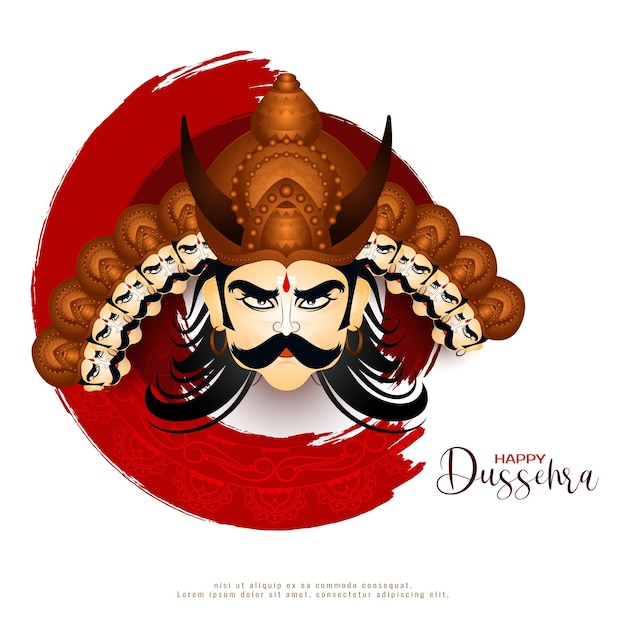 Happy Dussehra traditional cultural festival ten headed Ravana background design