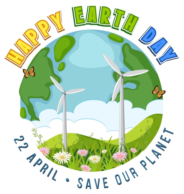 Happy Earth Day 22 April logo banner