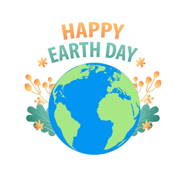 Happy Earth Day Banner with flobe and flowers