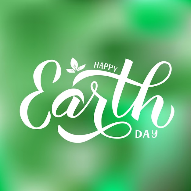 Happy Earth Day calligraphy hand lettering on green background Typography poster template Easy to edit vector element of design for banner logo flyer tshot greeting card brochure