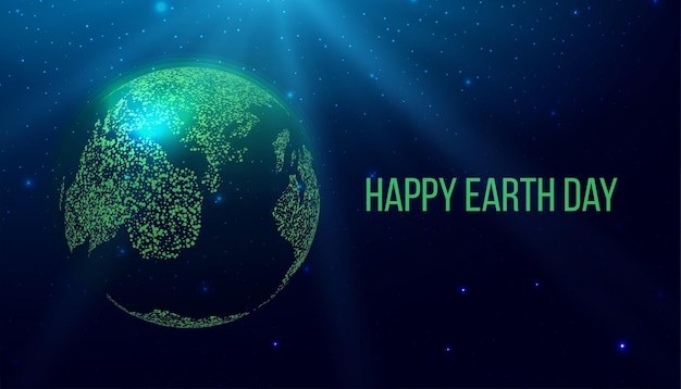 Happy Earth Day concept Planet Earth on futuristic modern abstract background Vector illustration