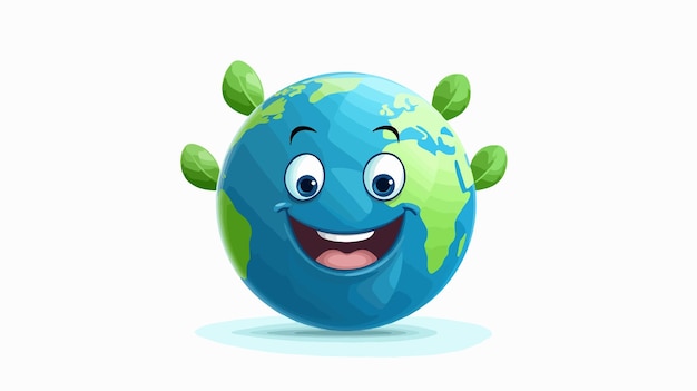 Vector happy earth day design with cartoon world globe