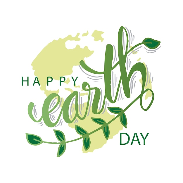 Happy earth day lettering April 22