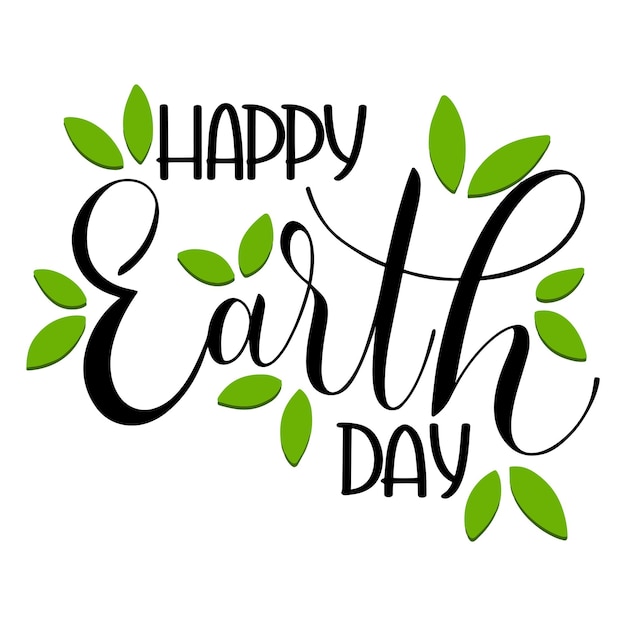 Happy Earth Day Lettering. Hand Drawn Text. Papercut