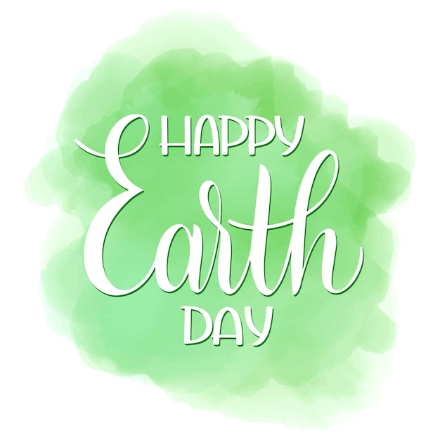 Happy Earth Day Lettering. Hand Drawn Text. Papercut