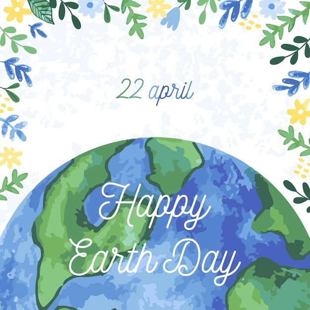 Vector happy earth day vector banner card template social poster on the theme of saving the planet